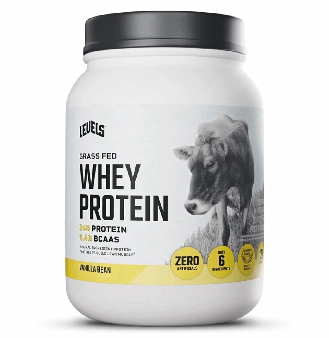 Levels Grass Fed Whey Protein Powder Zero Artificials Vanilla Bean