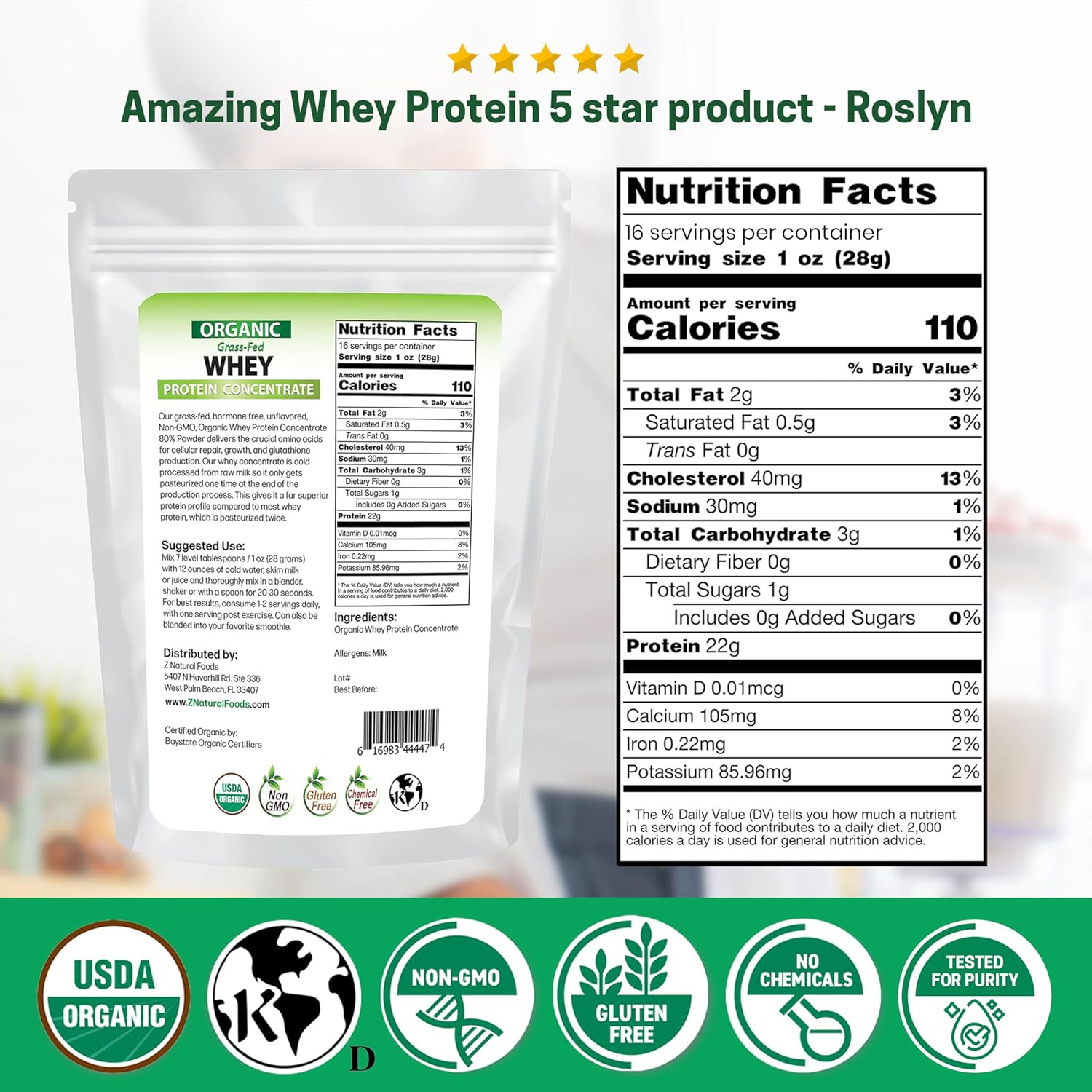 Organic Whey Protein Concentrate – Nutrient-Dense Grass Fed Whey Protein Powder