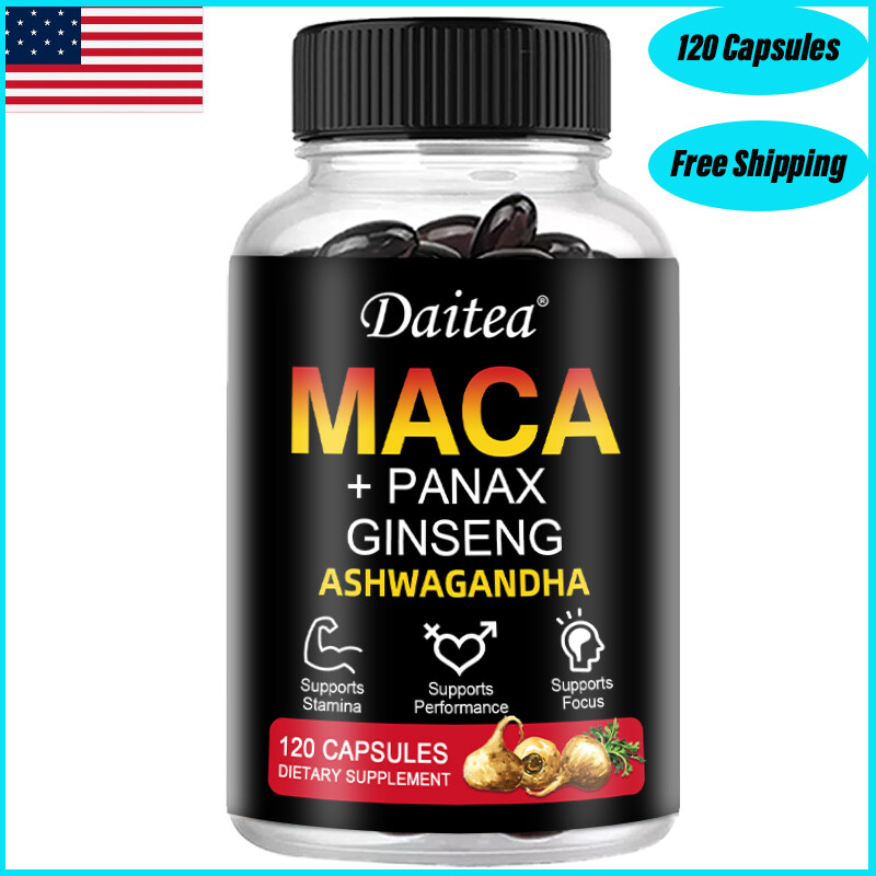 Maca Root Capsules 10,000mg | 120 Caps | Red,Yellow, Black Maca Supplements USA