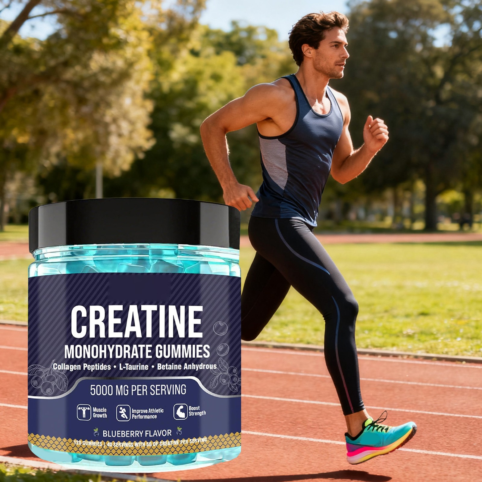 Premium Creatine Monohydrate – Gummies 120 Gummies – 5000mg – Muscle Strength An