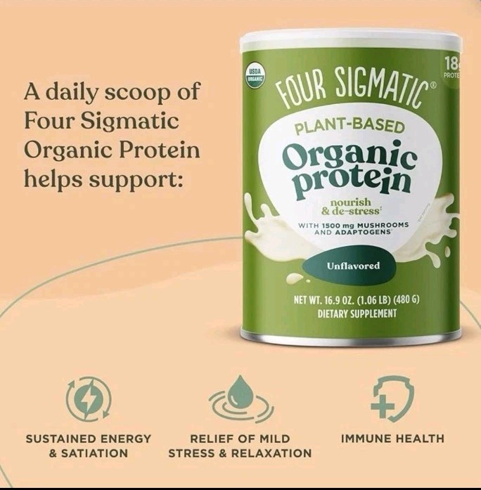 Four Sigmatic Organic Unflavored Plant Based Protein Powder 1.06 lb BB 07/26