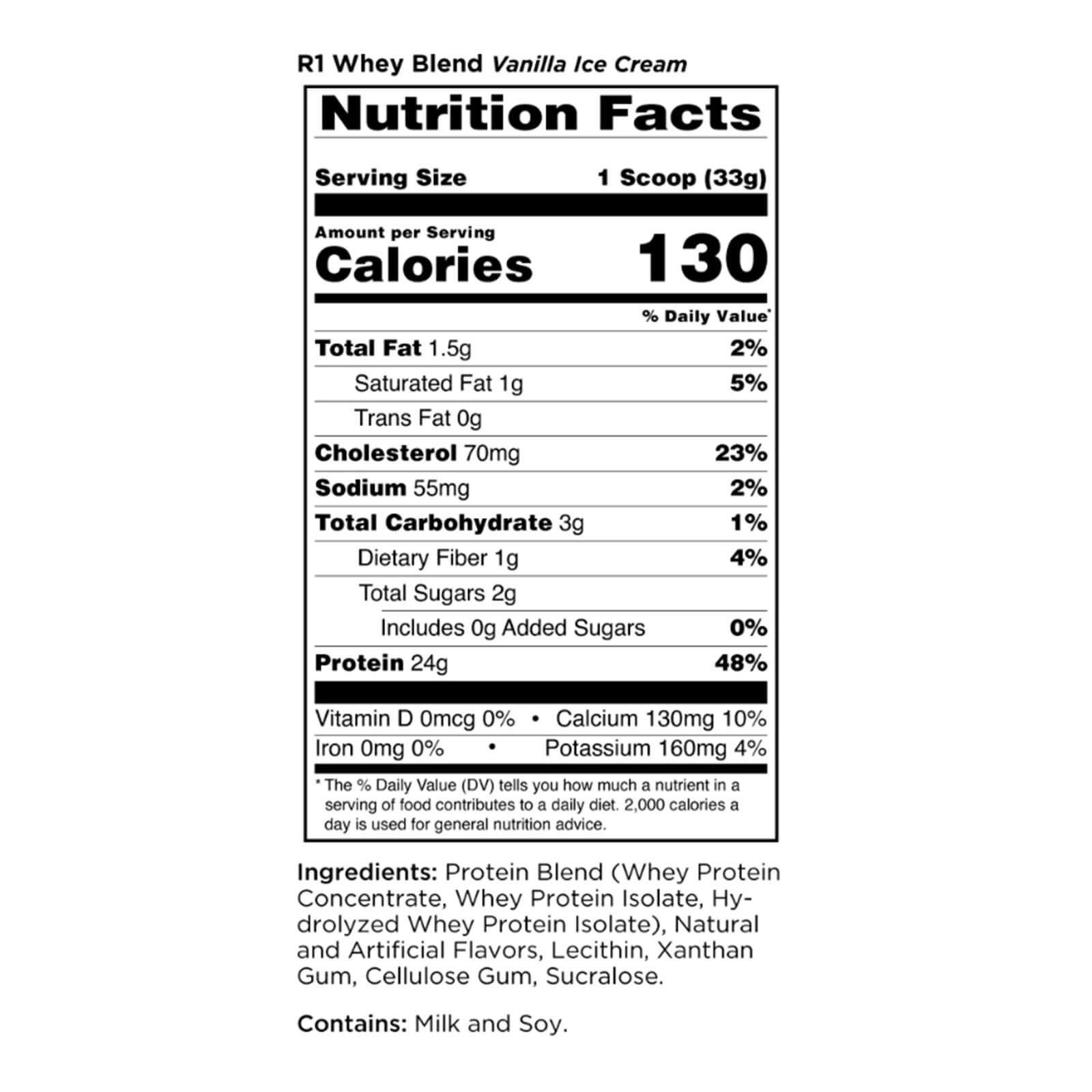 RULE 1 Whey Blend 14 serv Vanilla Ice Cream 100% Whey Protein Blend 1.02lb