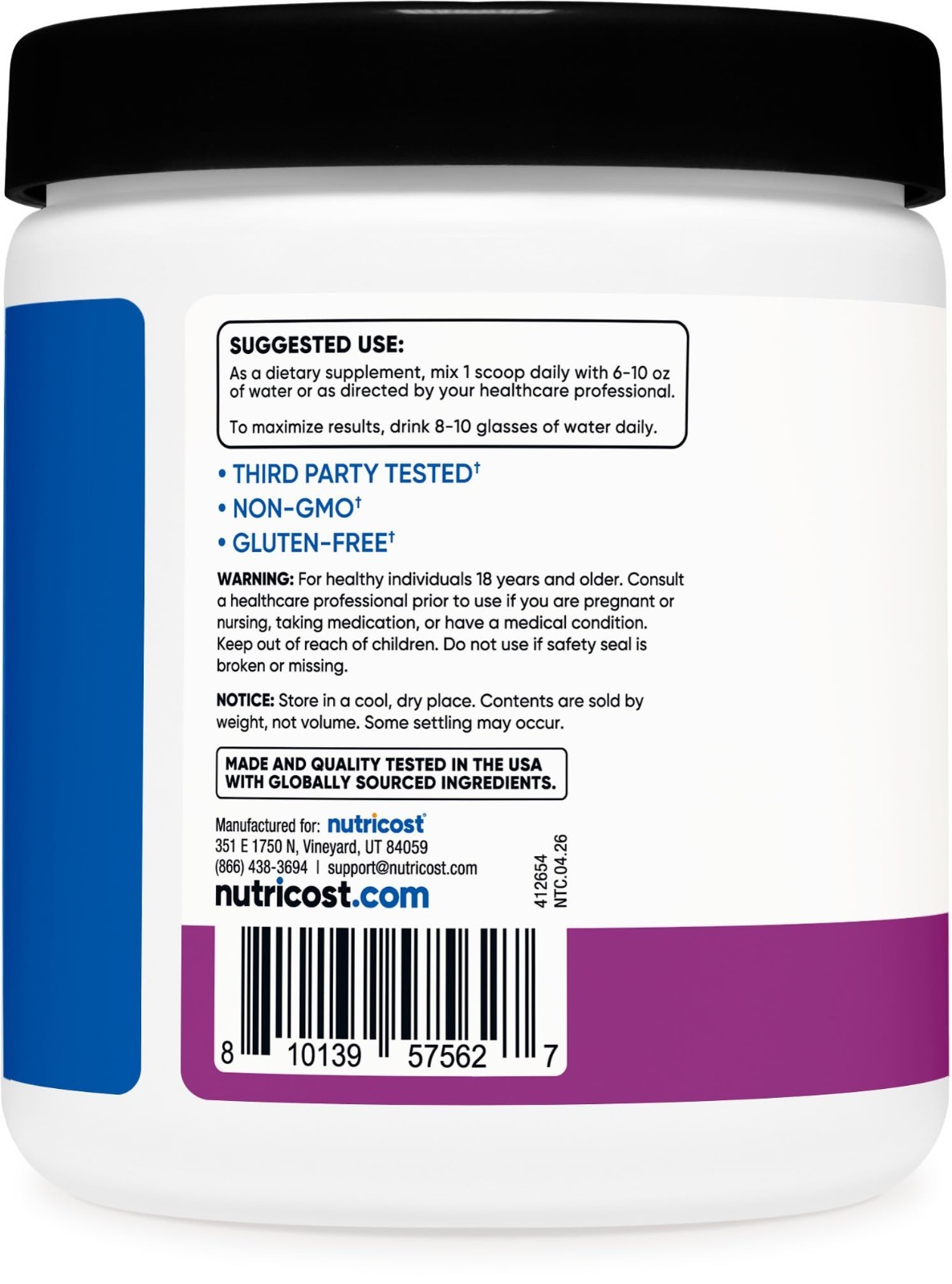 Creatine & Amino Acids Powder – Grape Flavor, 30 Servings, Gluten-Free, 5g Creat