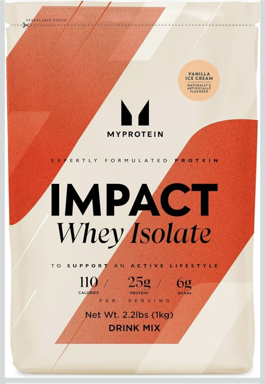 Myprotein Impact Whey Protein, 2.2 Lbs (40 Servings) Vanilla Ice Cream Flavor