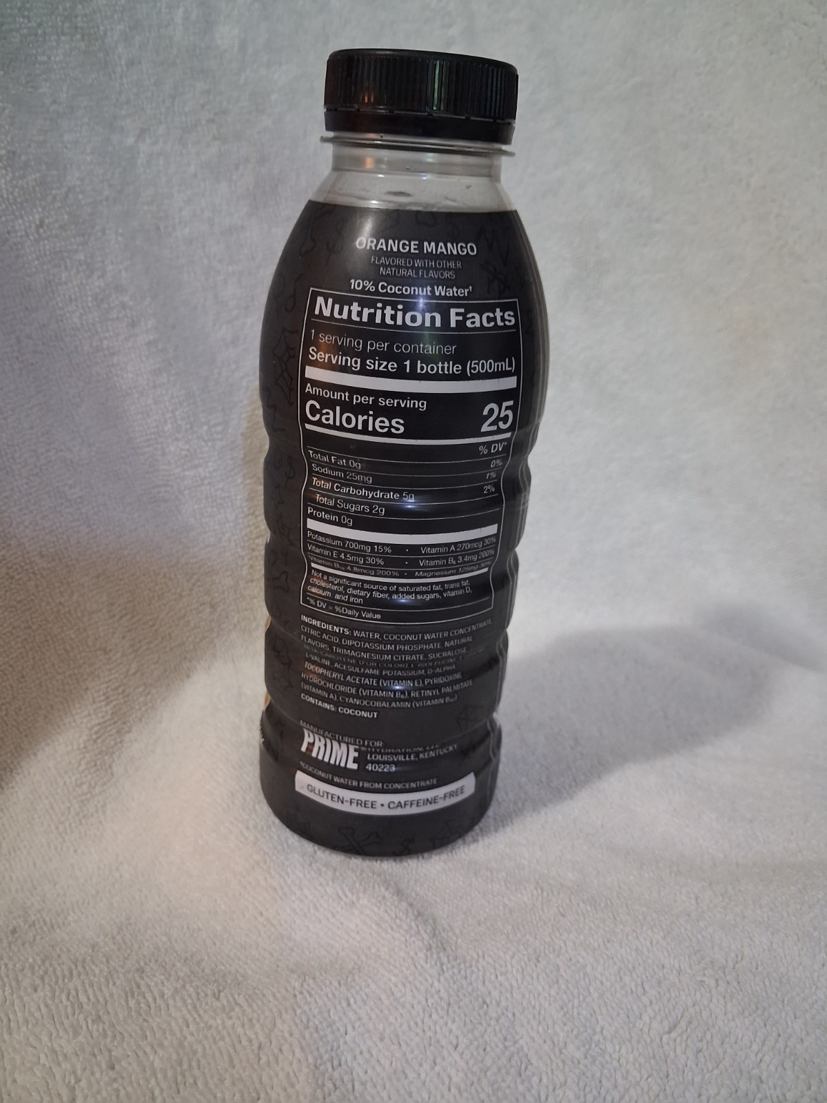 BRAND NEW black Peso Pluma Prime Hydration Drink U.S.A bottle orange and mango