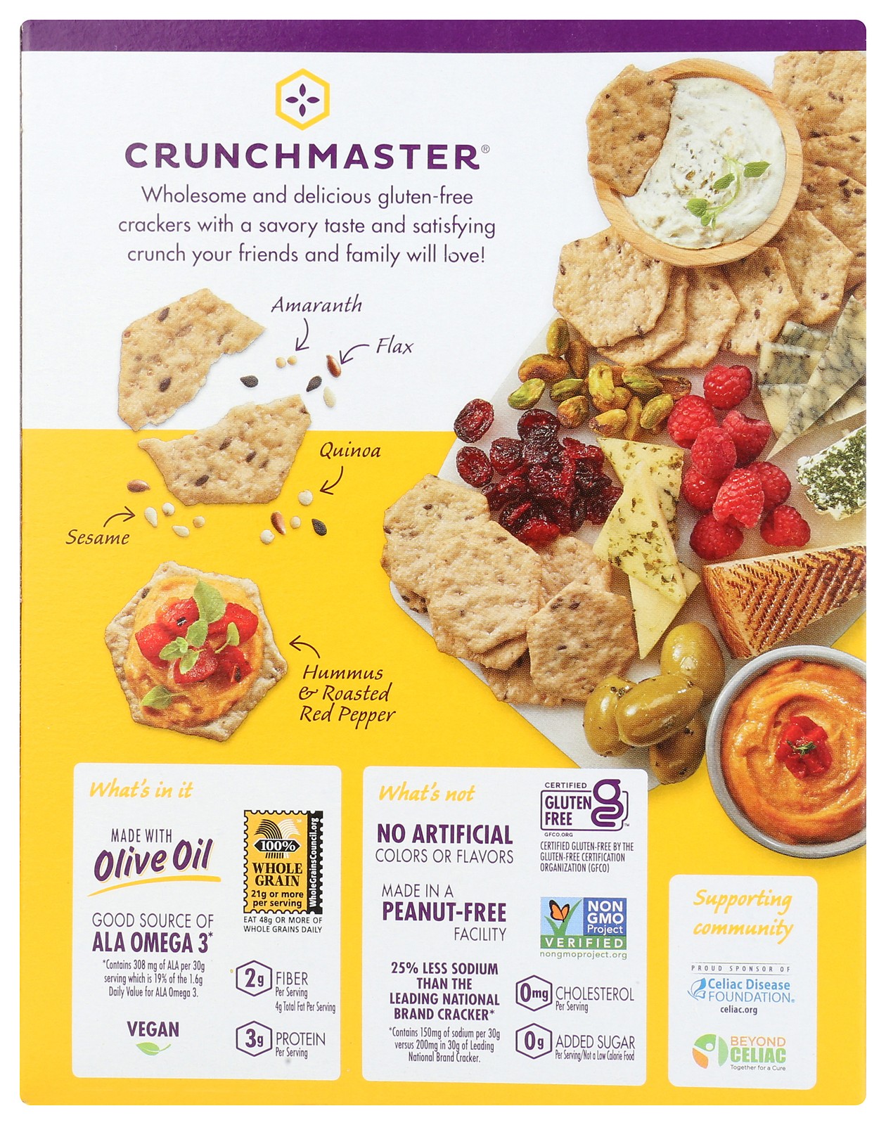Crunchmaster Baked Rice Multi-Seed Crackers Original 3.54 Oz 6 Pack