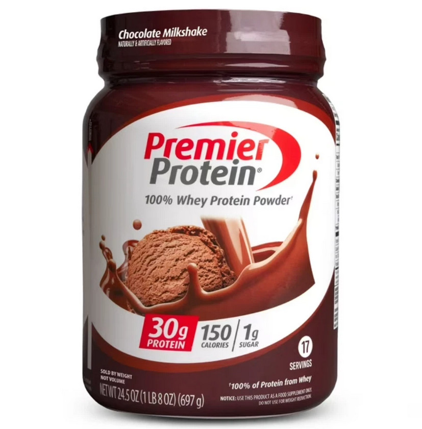 Premier Protein 100% Whey Protein Powder, Chocolate Milkshake, 30g Protein, 24.5