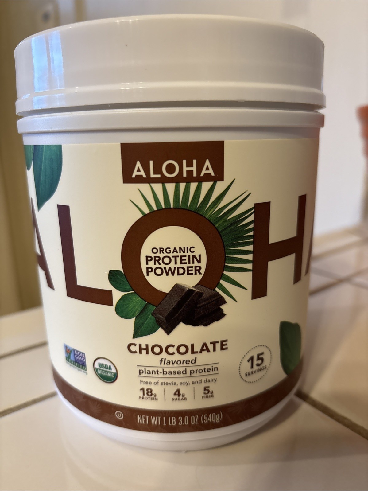 SEALED Aloha Plant Based Protein Powder Chocolate 1 lb 3 oz 540 grams EXP 9/2027