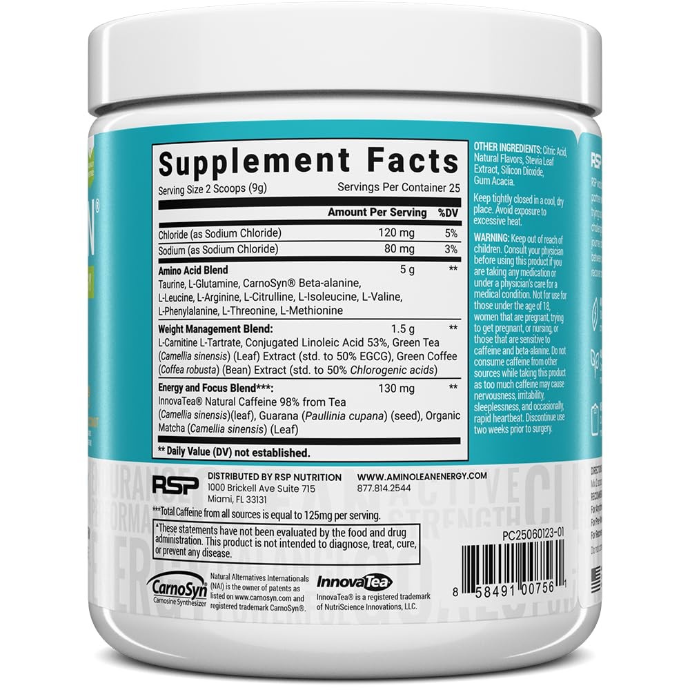 RSP Vegan AminoLean – All-in-One Natural Pre Workout, Amino Energy, Weight Ma…