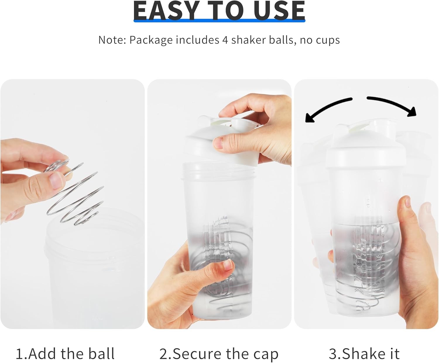 4 Pcs 2.1-Inch Shaker Balls for Protein Shakes Milkshake and Salad Dressing