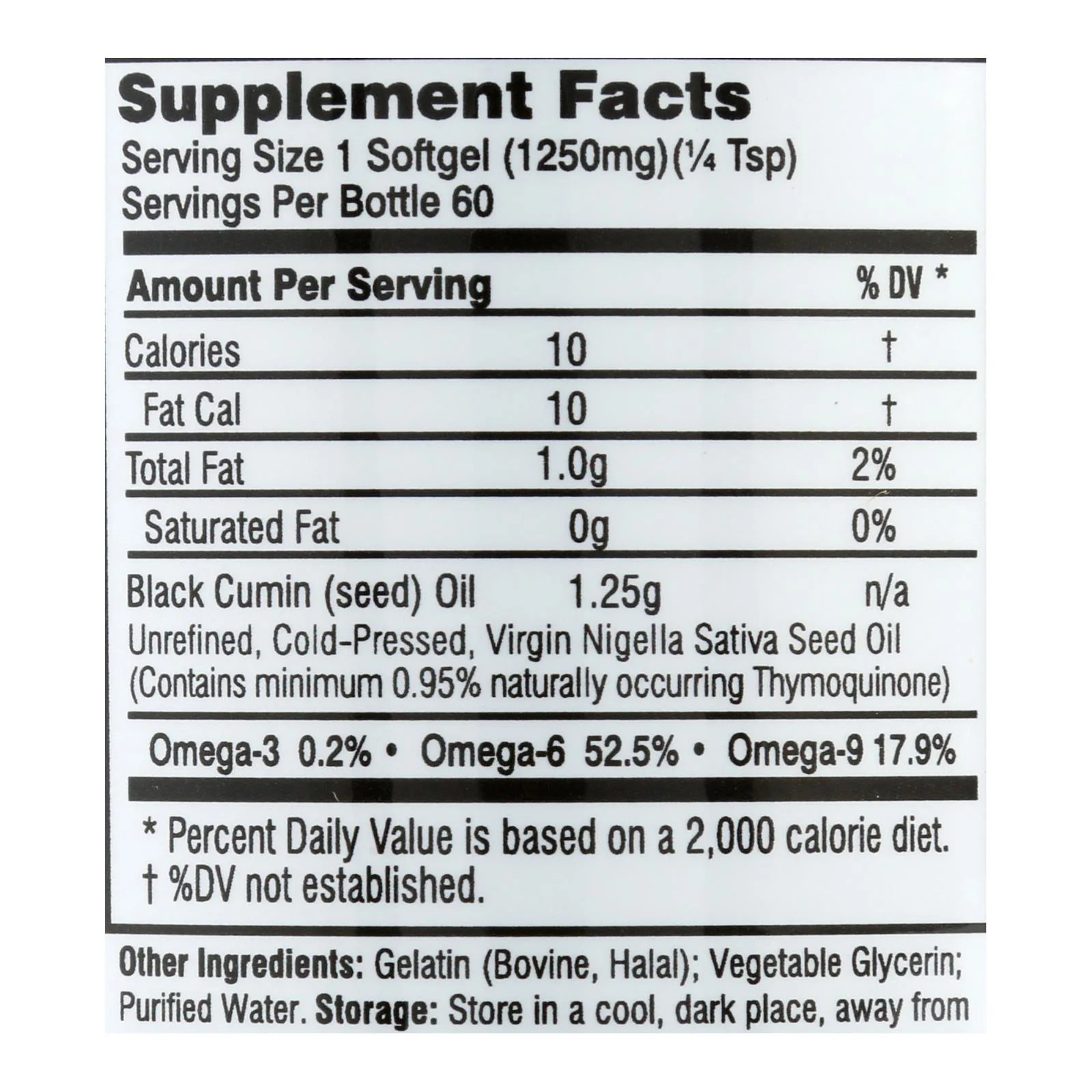 Premium Black Seed Oil Softgels – 1250mg Natural Capsules (60 Softgels)
