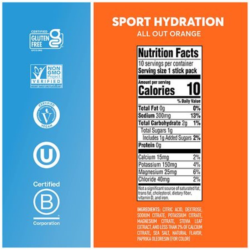 Electrolyte Powder Packets All Out Orange 0.18 oz
