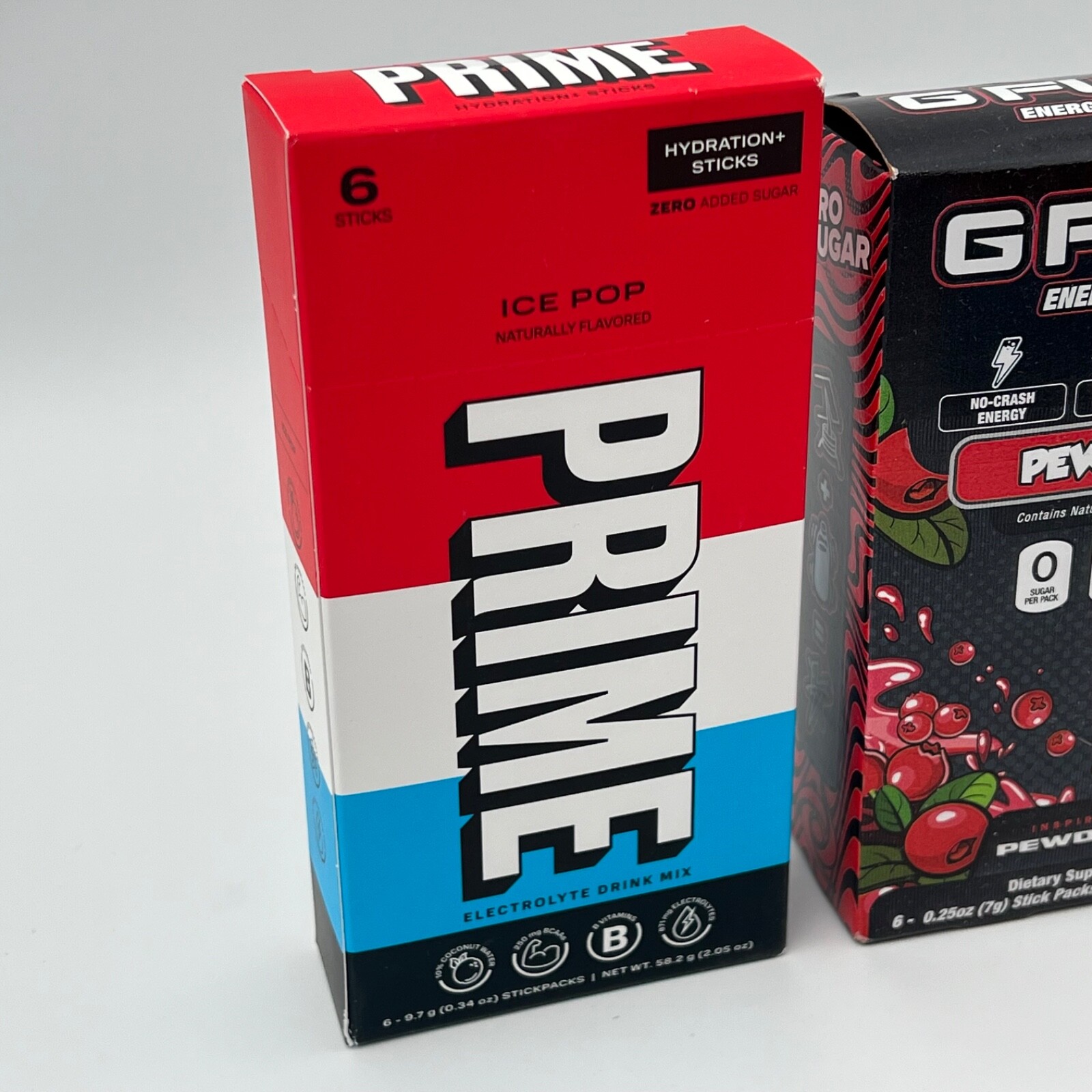PRIME ICE POP + G FUEL PEWDIEPIE Lingonberry Hydration Sticks (12 sticks total)