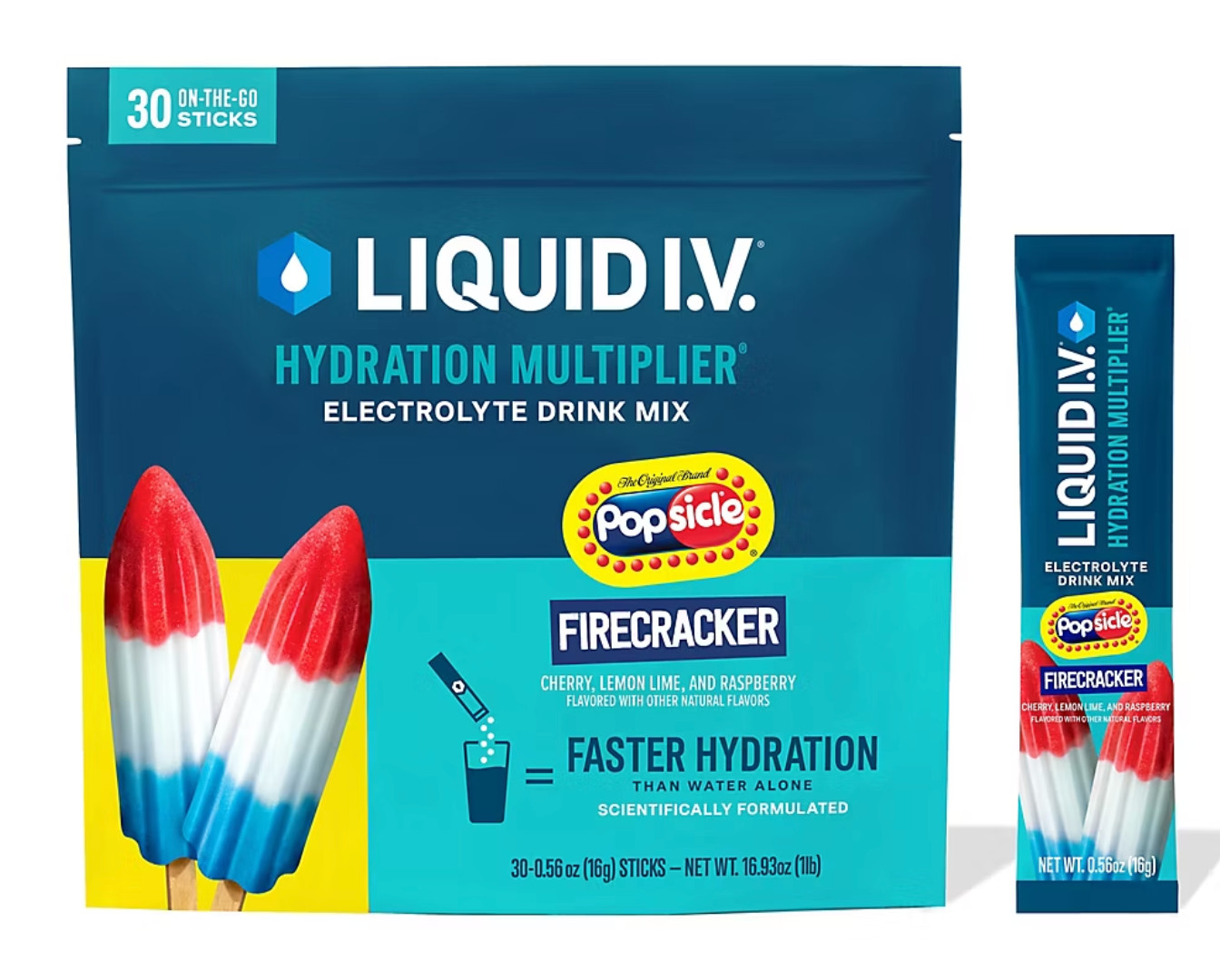 Liquid I.V. Hydration Multiplier Popsicle Firecracker – 30 Sticks -Free Shipping