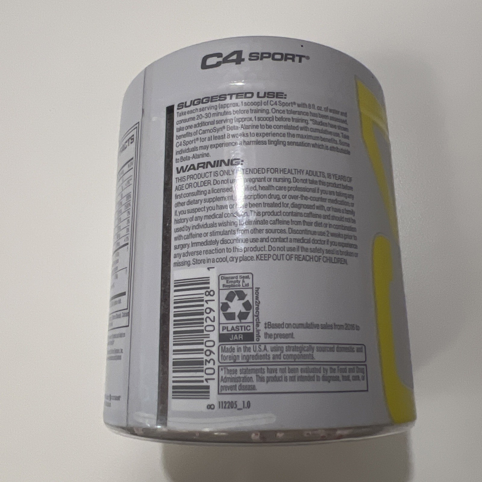 C4 Sport Pre-Workout Fruit Punch 7.4 oz 30 Servings – Exp 02/2026
