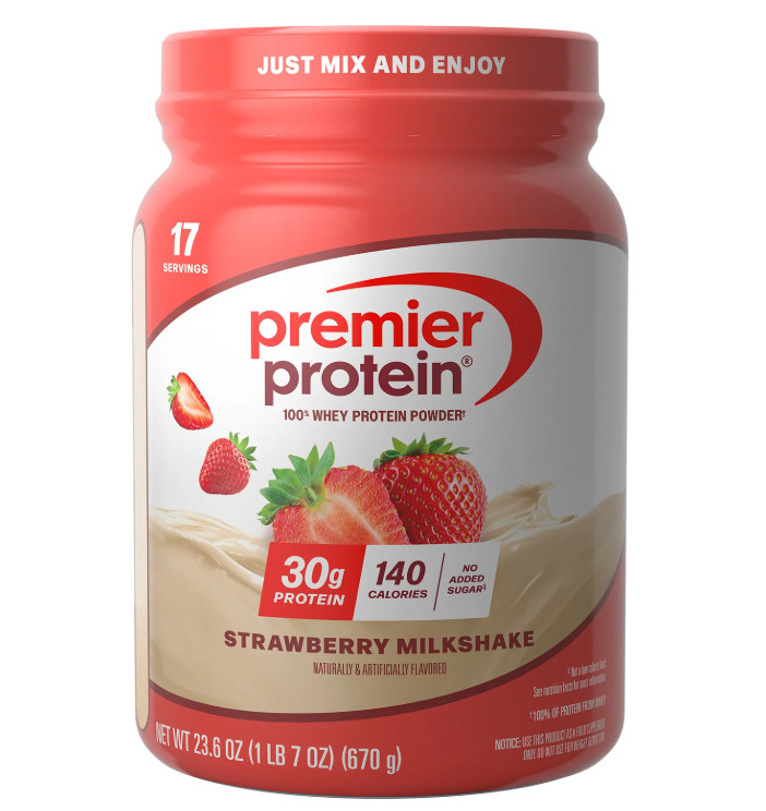 Premier Protein Whey Powder Strawberry Milkshake 1.7lb 30g Protein