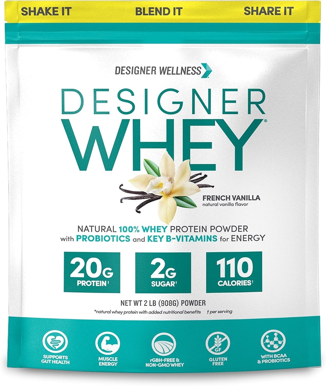 Designer Protein Designer Whey Natural 100% Whey Protein French Vanilla 2 lbs