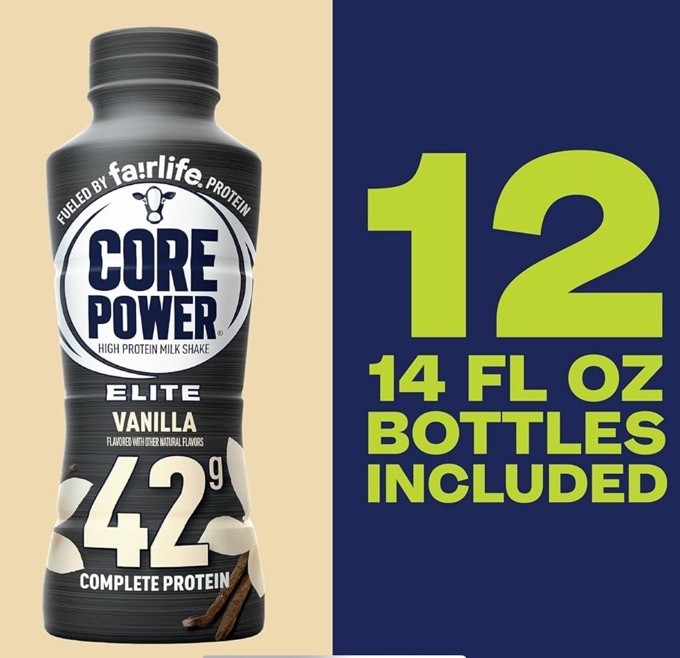 Core Power Elite High Protein Shake, Vanilla, 42g Bottle, 14oz, 12 Pack