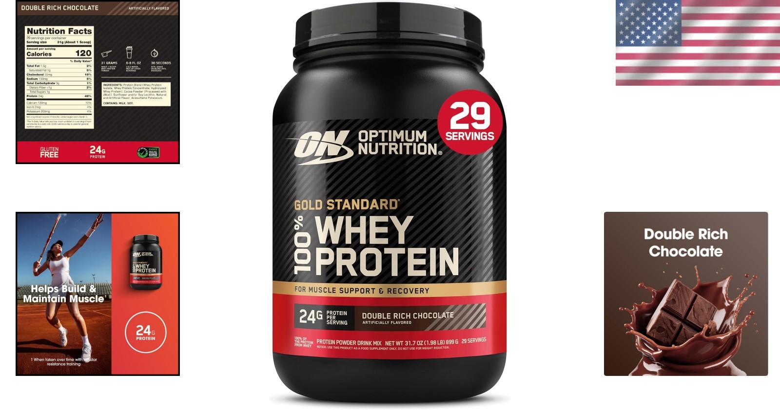 Double Rich Chocolate Whey Protein Powder for Muscle Growth – 29 Servings, 2 lb