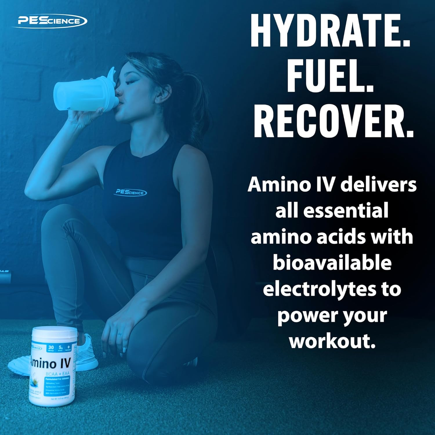 Amino IV BCAA & EAA Powder, Essential Amino Acids, Taurine, Electrolytes for Hyd