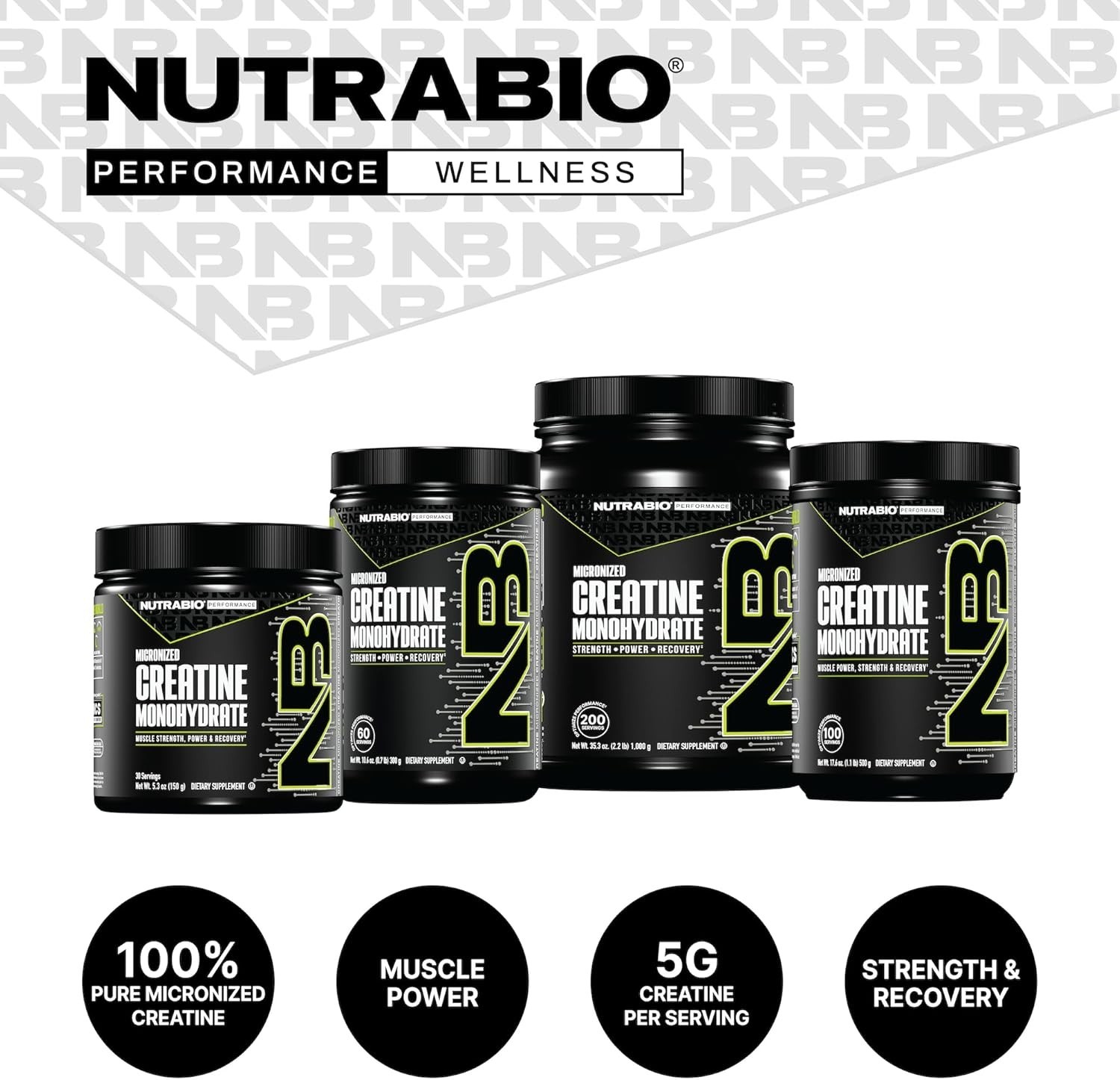 NUTRABIO CREATINE MONOHYDRATE POWDER Micronized Muscle Strength Power 150 Grams