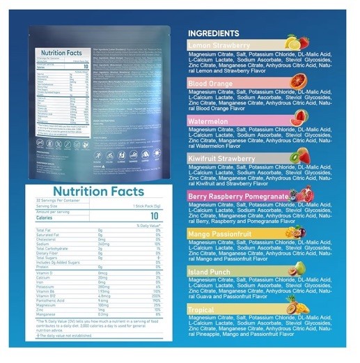 Meisbey Sugar-Free Electrolytes Powder Packets 32 Pack for Sport Hydration