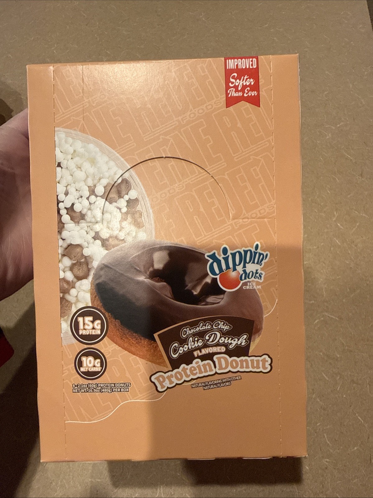 Dippin’ Dots Chocolate Chip Cookie Dough Protein Donut (8 Count) – Redefine Food
