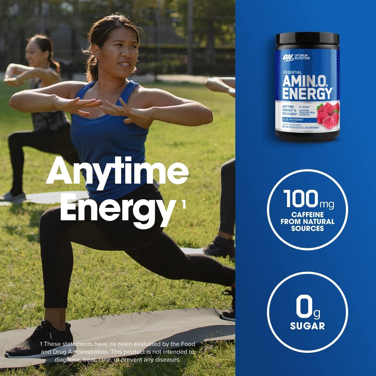 Amino Energy Pre Workout Powder – BCAA, Green Tea, Keto Friendly, Blue Raspberry