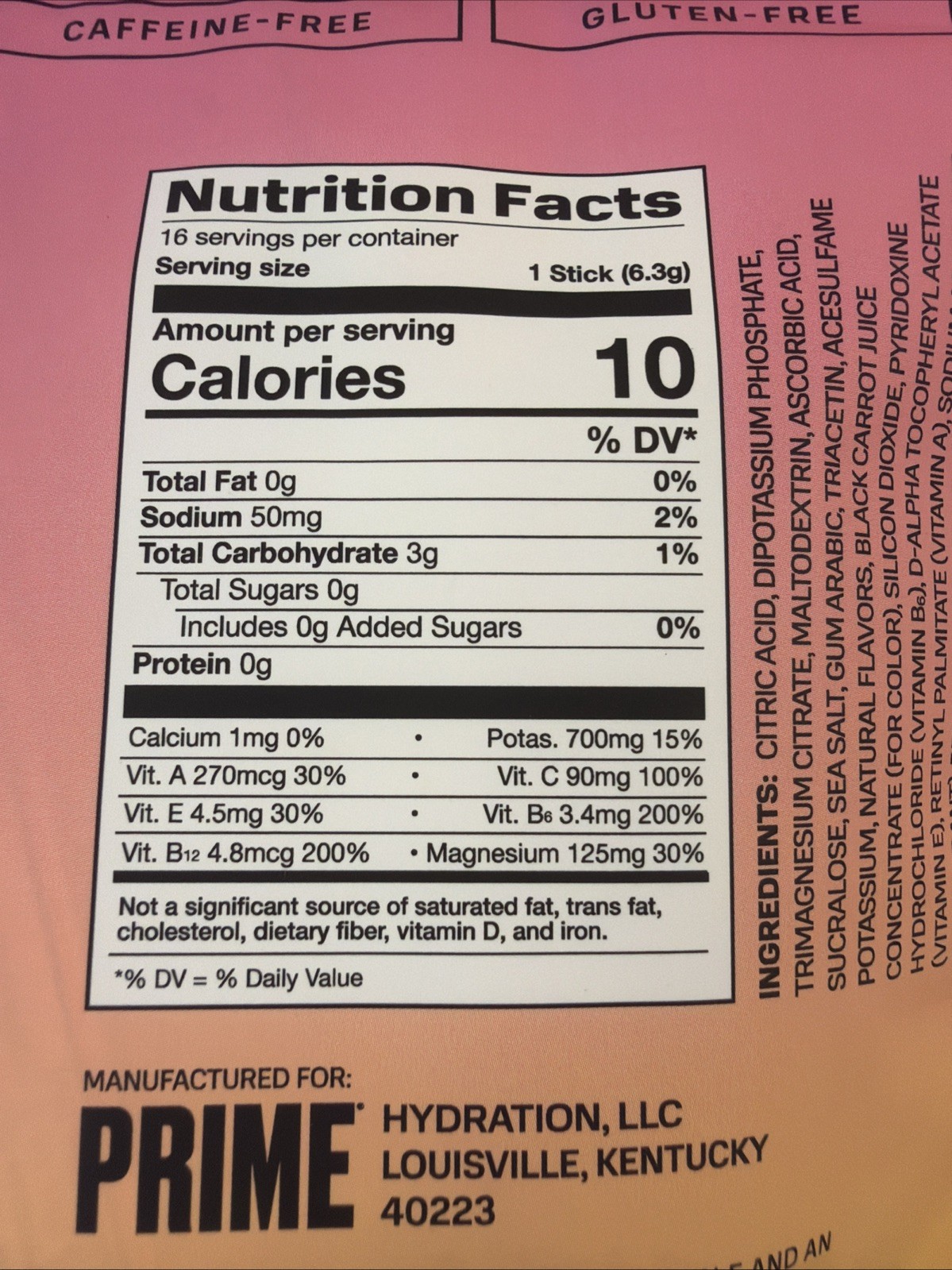 2 Pack PRIME Hydration Strawberry Banana Powder Sticks 16 Ct Each Sugar Free