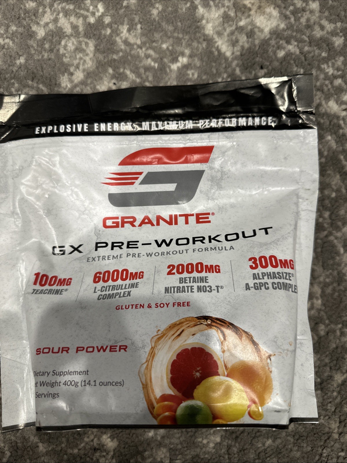 Granite® Essential GX Pre-Workout Extreme 20 Servings Sour Power Exp 7/25