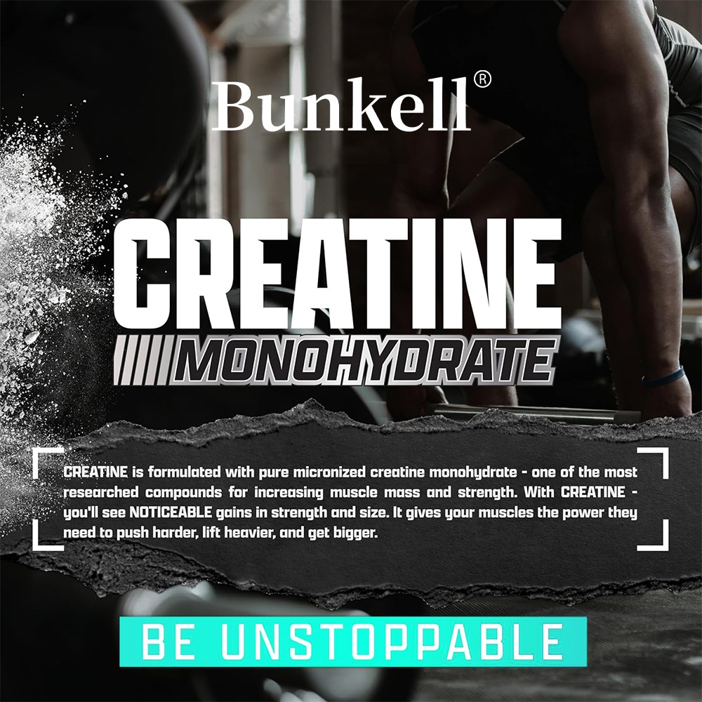 Creatine Monohydrate Pure Powder 5000mg Micronized by Bunkell *Unflavored