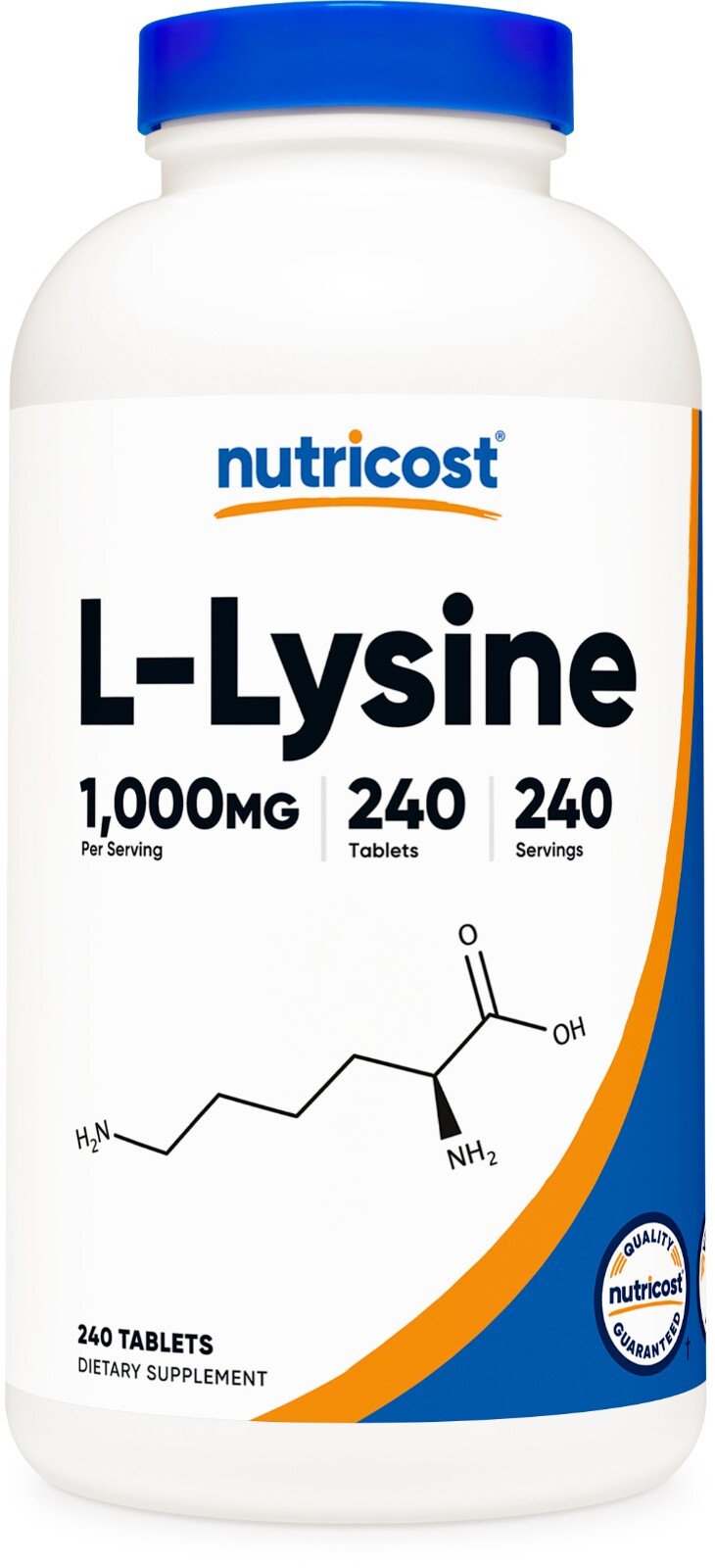 Nutricost L-Lysine 1000mg, 240 Tablets – Gluten Free, Non-GMO, and Vegetarian