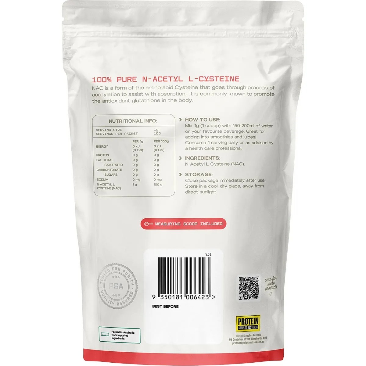 New Protein Supplies Australia NAC Unflavoured 100g