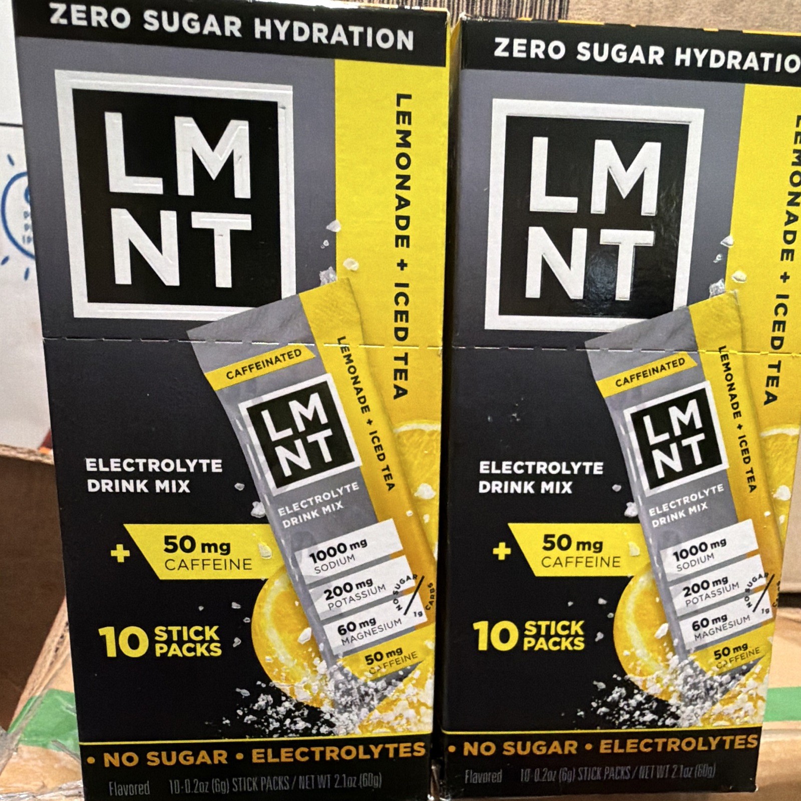 LMNT Electrolyte Drink Mix Sugar-Free Keto Lemonade + Iced Tea 50mg 10ct