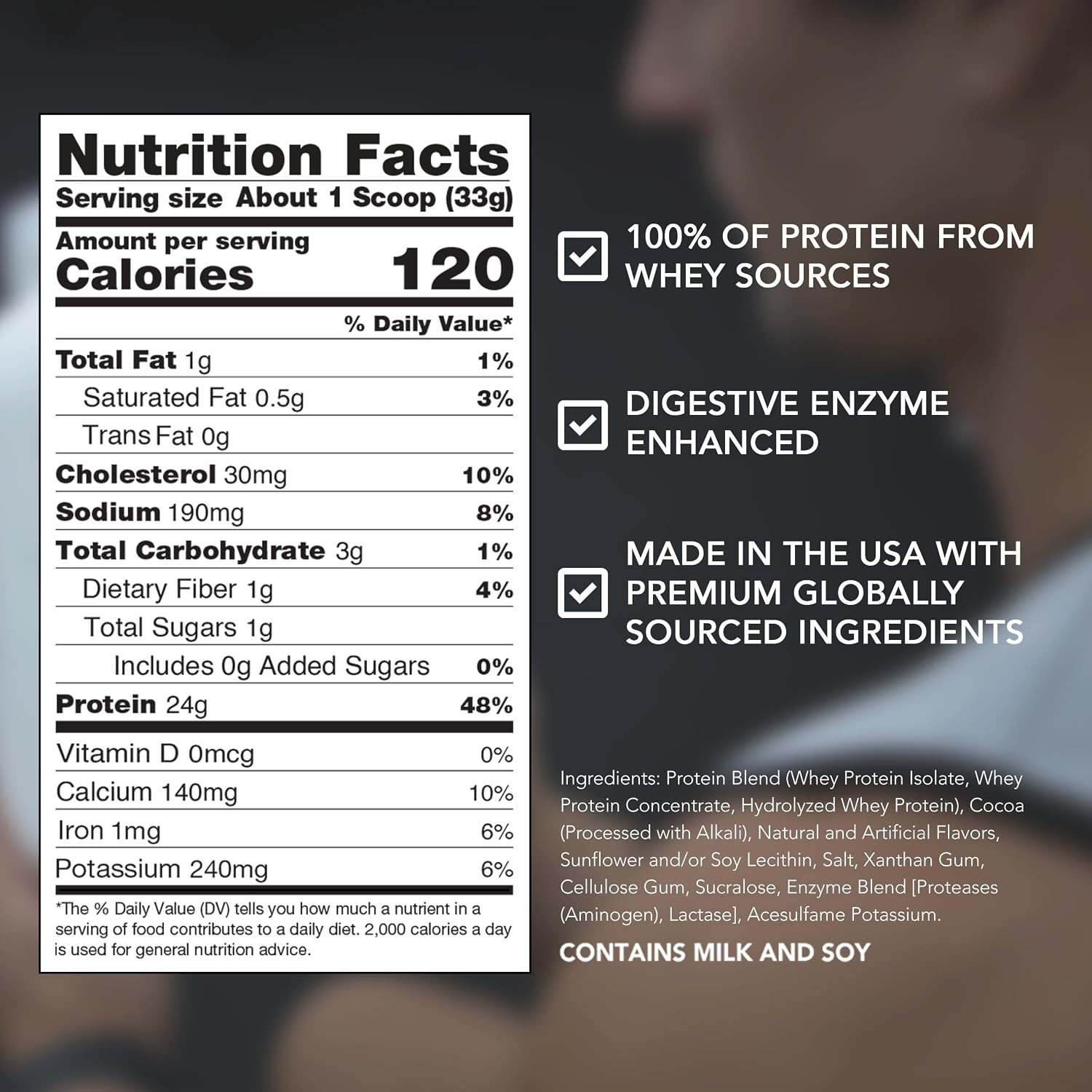 Whey Protein Powder 24g per Serving | Isolate + Hydrolysate Blend