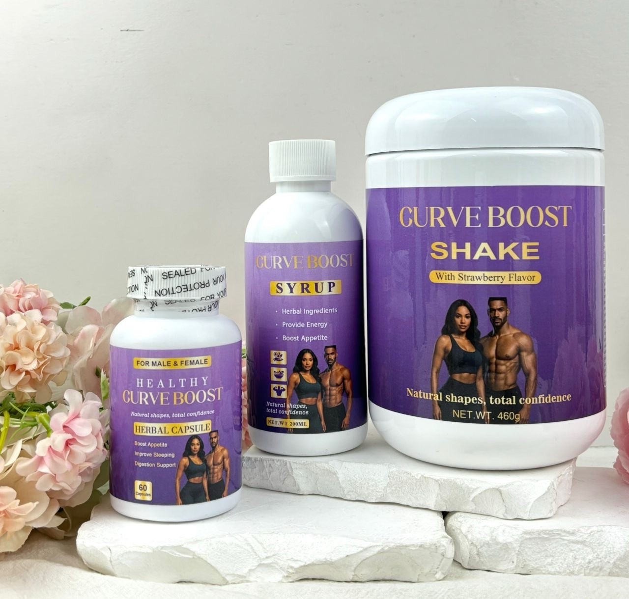 CurveBoost Body Enhancement Kit Syrup, Capsules, Protein Natural Curves Formula