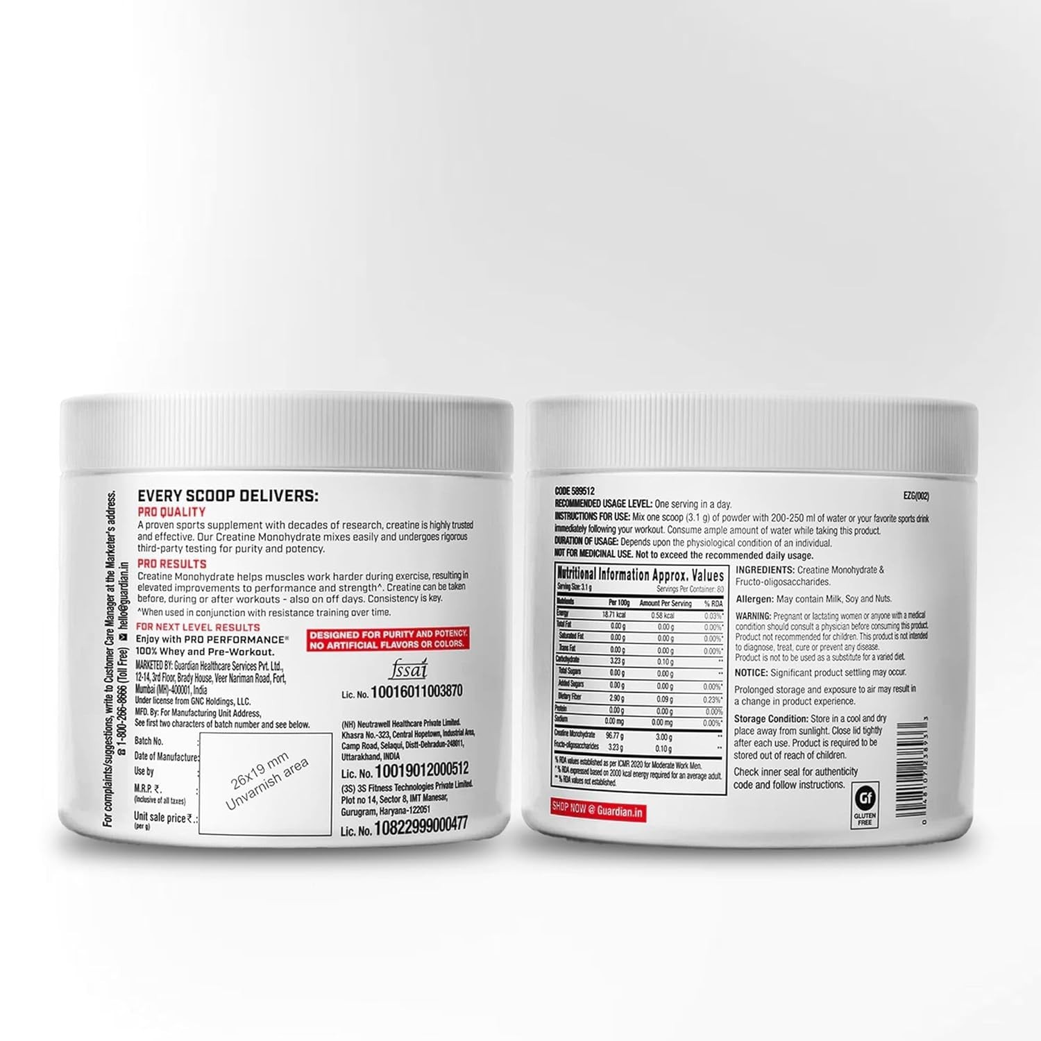 GNC Pro Performance Creatine Monohydrate 3000mg Creatine 250gm