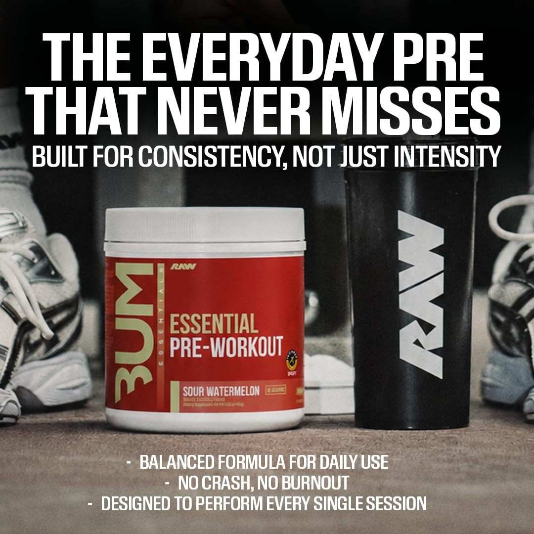 Essential Pre Workout Powder | Energy Drink for Men & Women | Blue Raspberry Fla