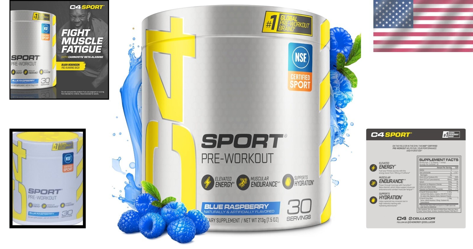 NSF Certified C4 Sport Pre Workout Powder – Energy with Beta-Alanine 30 Servings