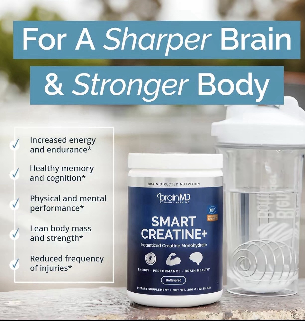 BrainMD Smart Creatine+ Instantized Creatine Monohydrate Unflavored 309g NEW