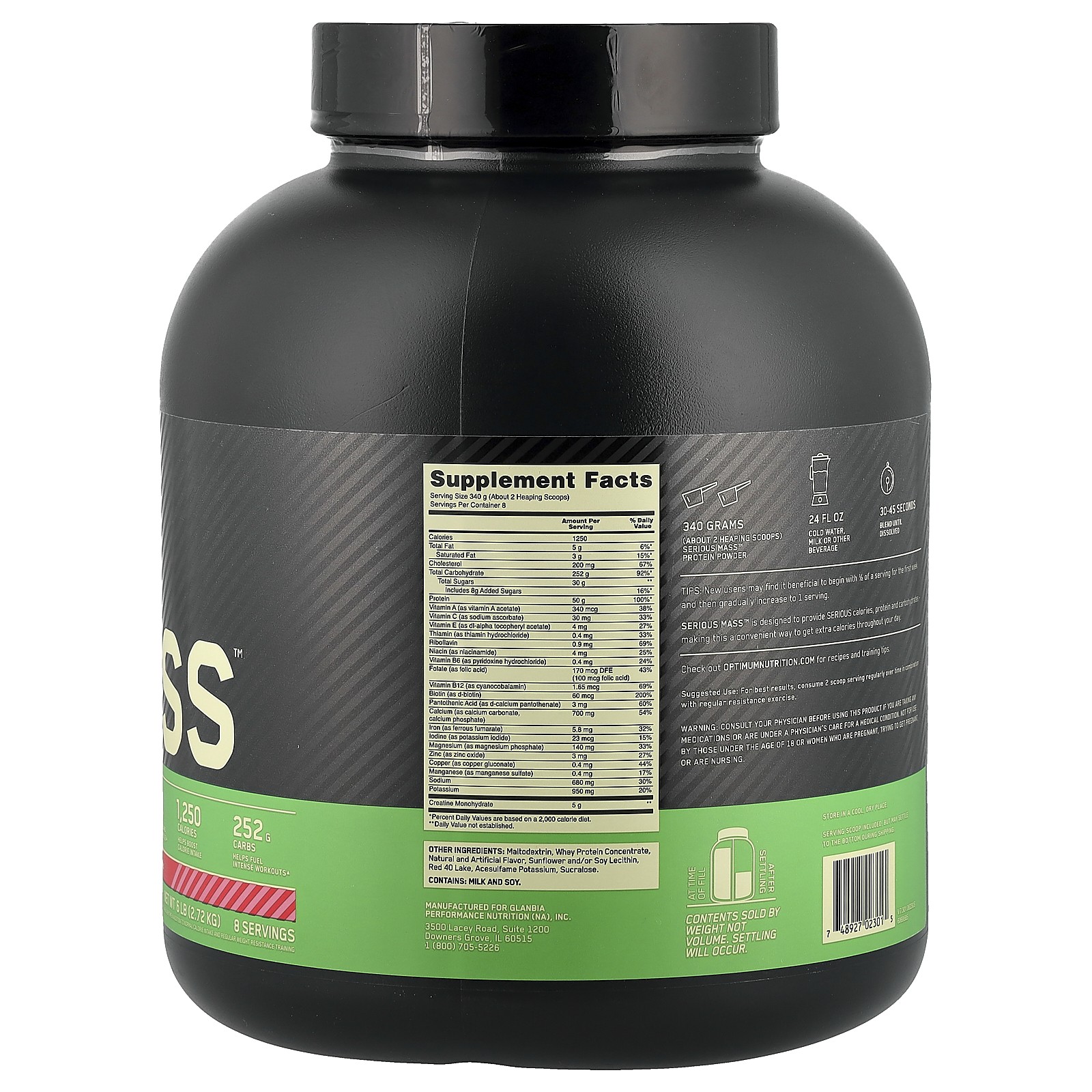 Serious Mass, High Protein Weight Gain Powder, Strawberry, 6 lb (2.72 kg)
