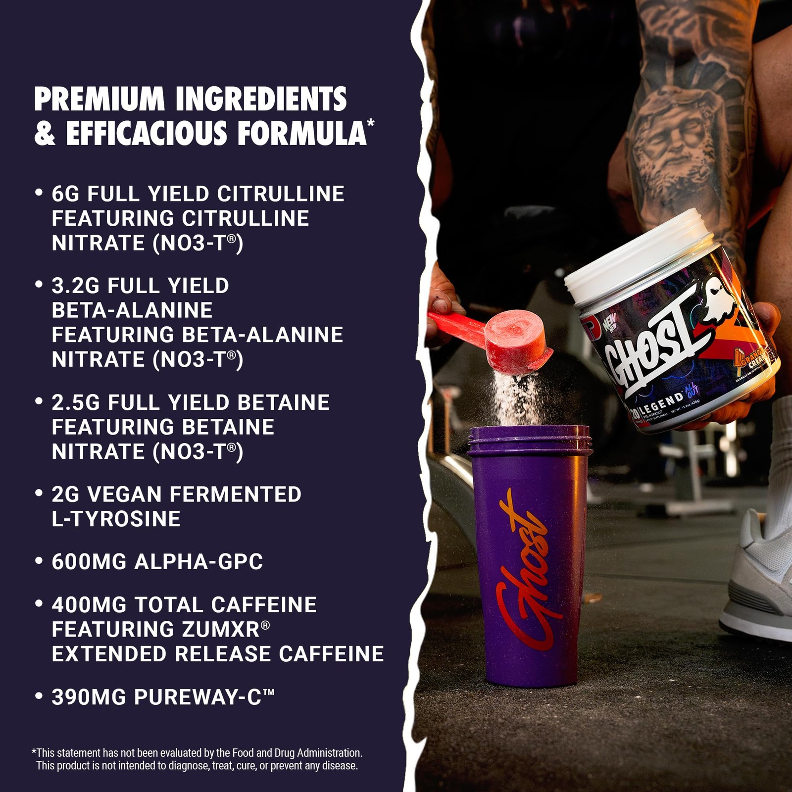 GHOST Legend All Out Pre Workout Powder Orange Cream 20 Servings Pre Workout