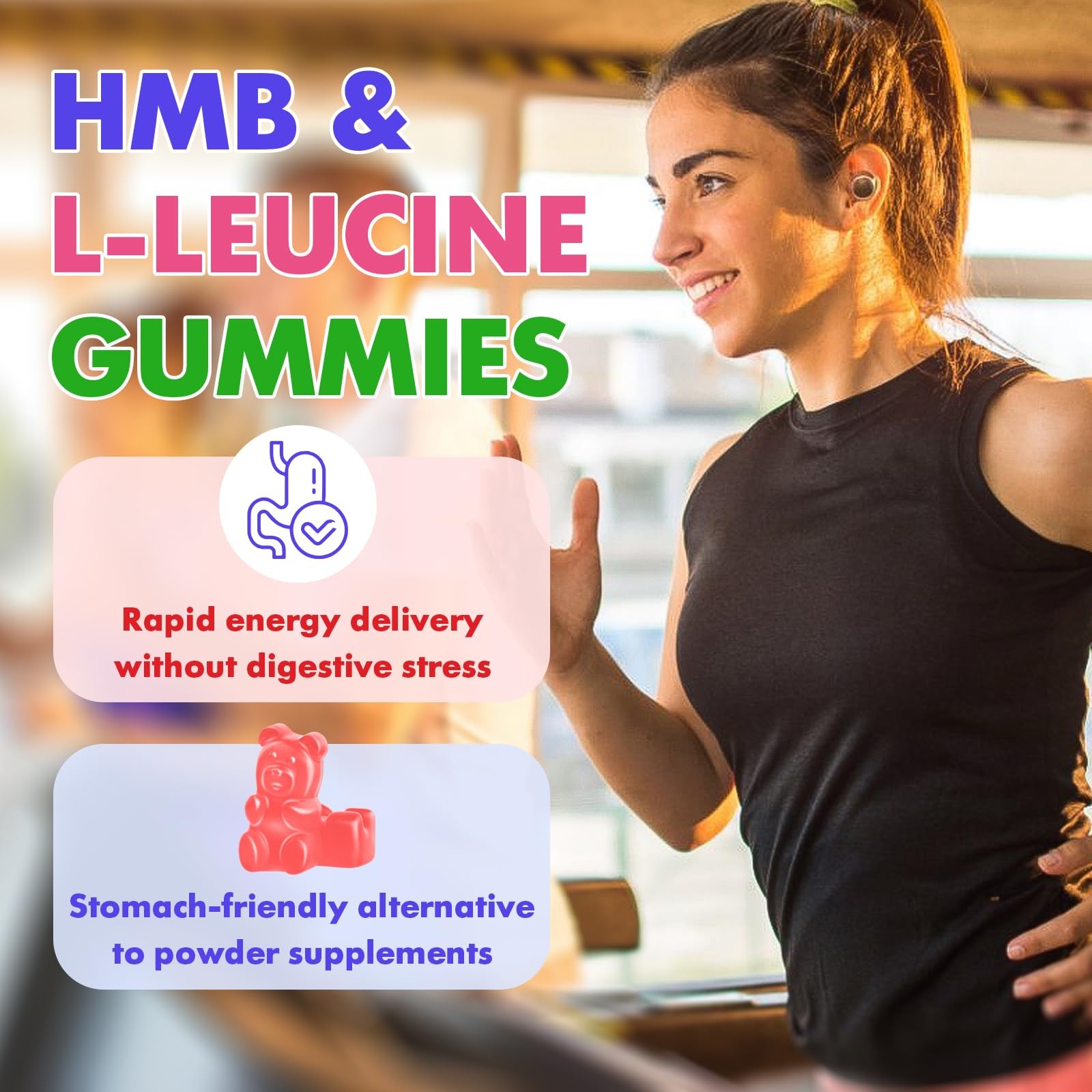 2 Pack HMB and LLeucine 3000mg with Calcium Gummies Muscle Support & Recover…