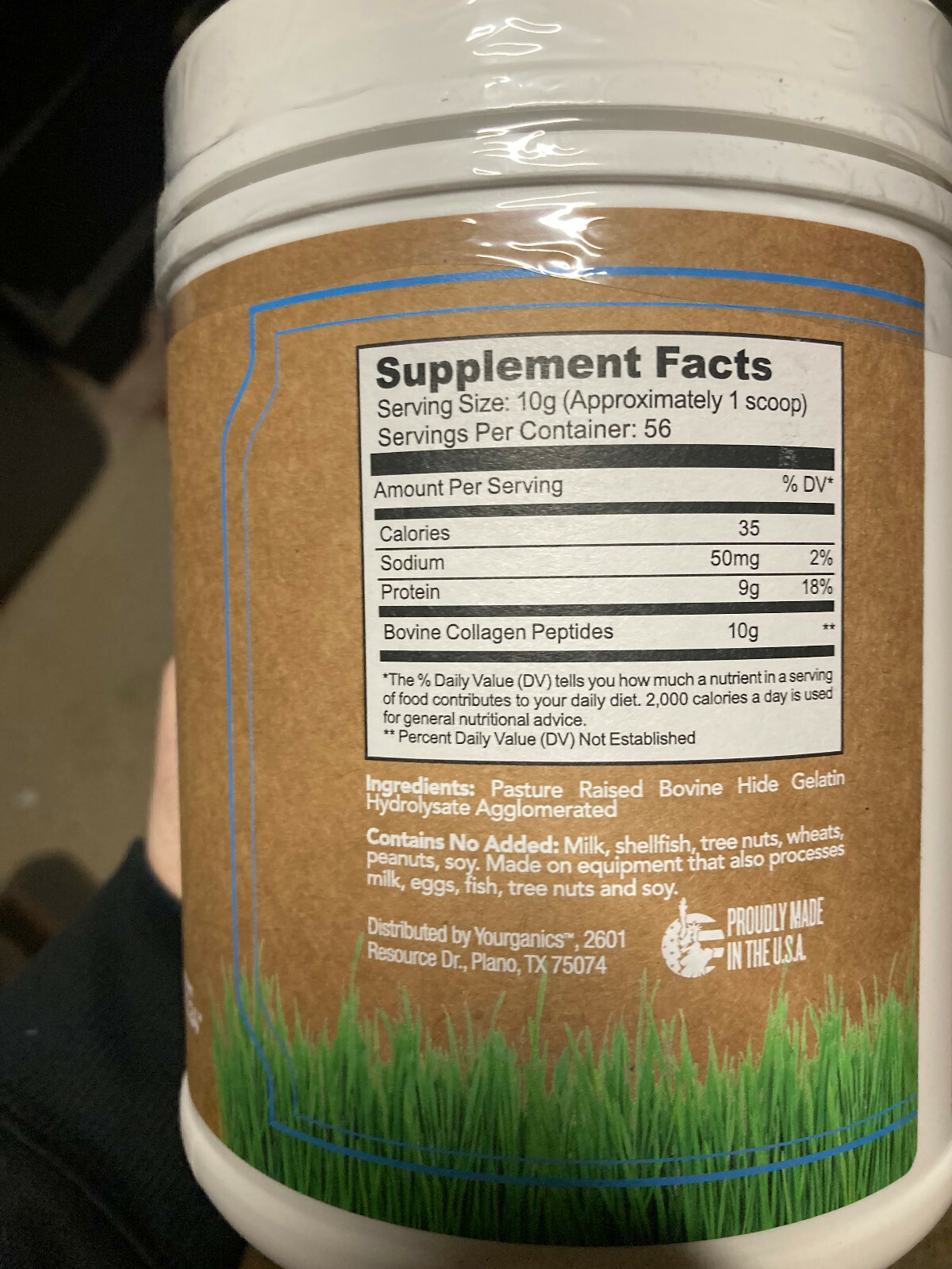 yourganics collagen protein grass fed protein 56 servings