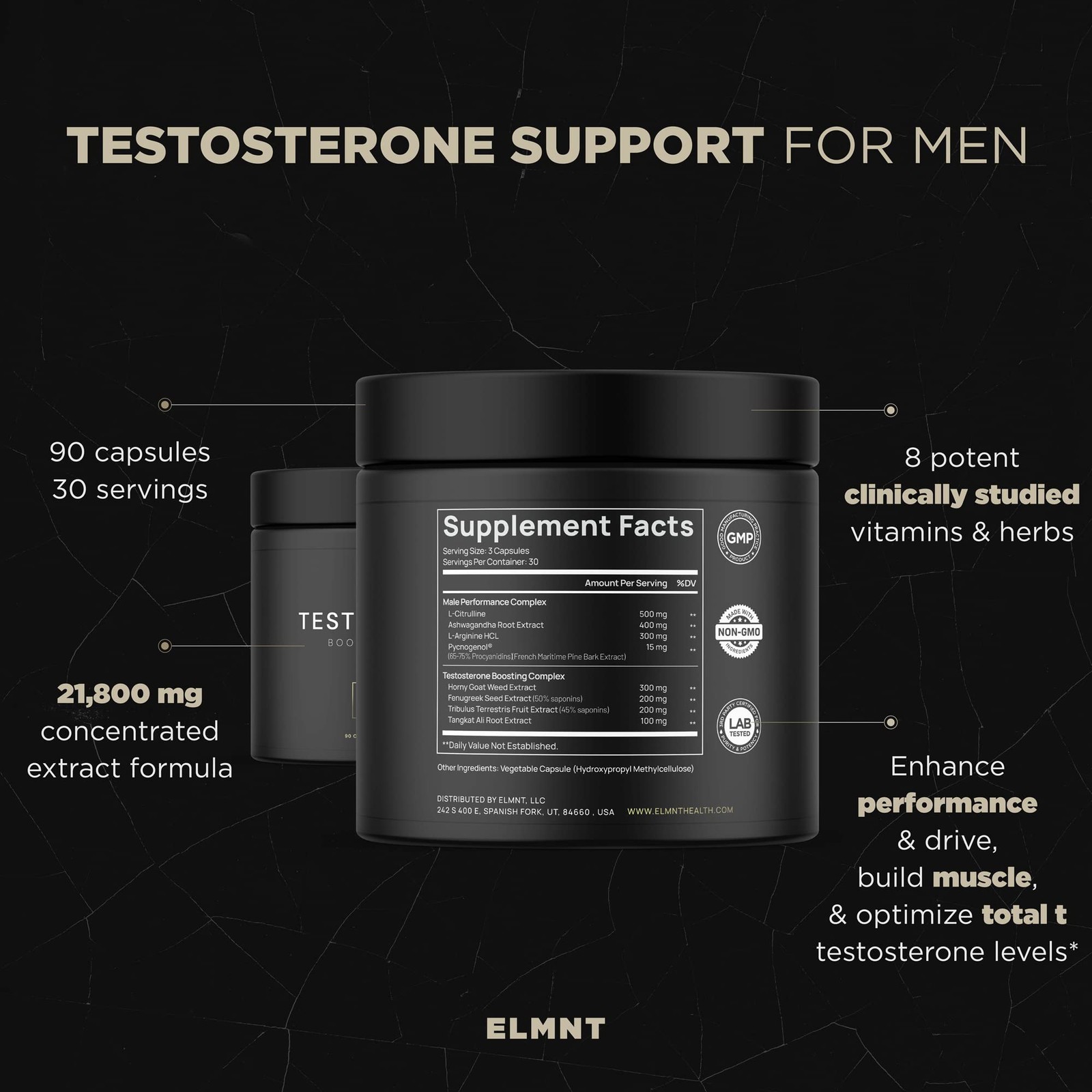 21,800mg Testosterone Booster for Men 8X Strength w. 1 Count (Pack of 90)