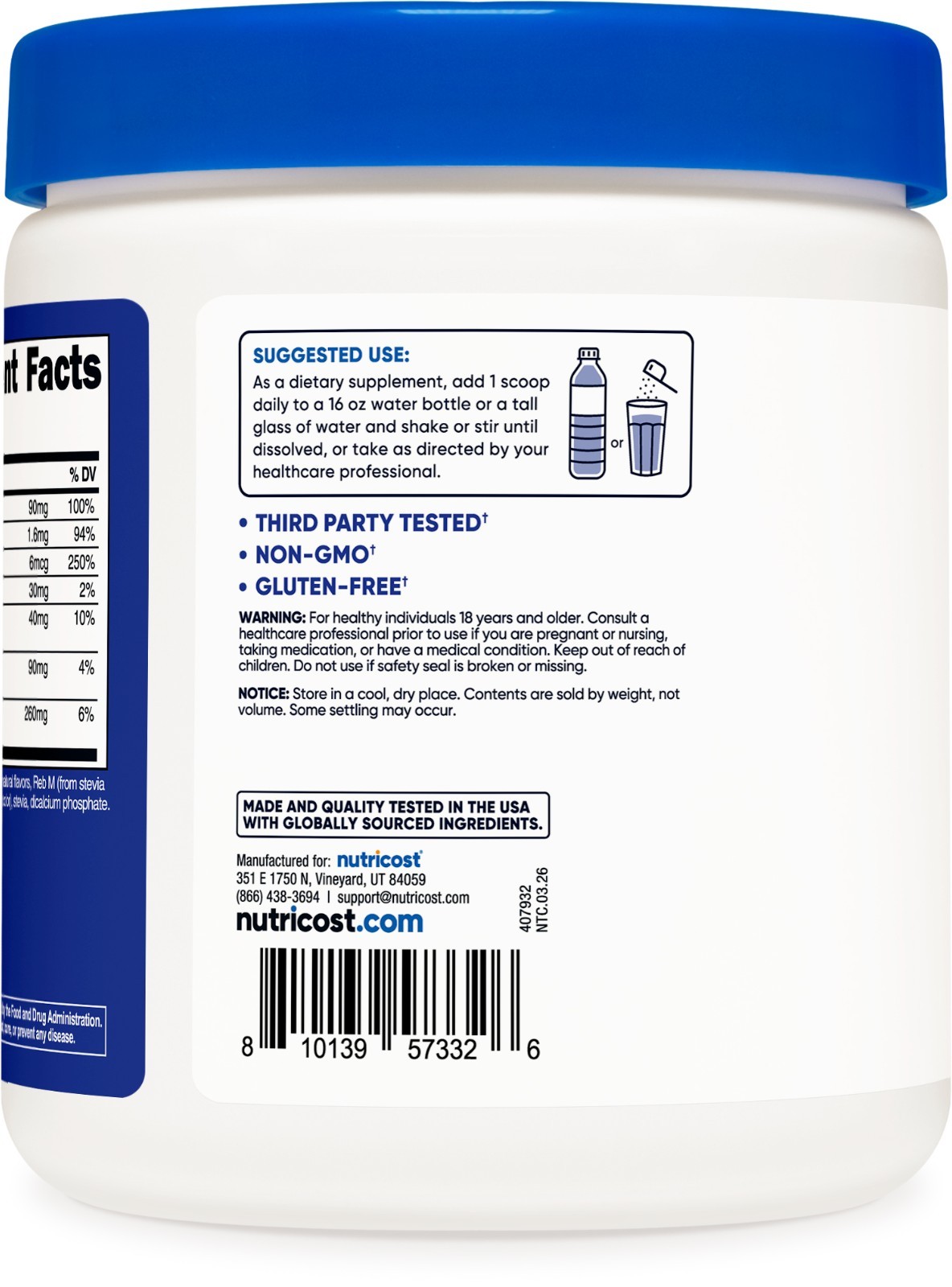Nutricost Electrolytes Complex Powder (Blue Raspberry) 120 Servings