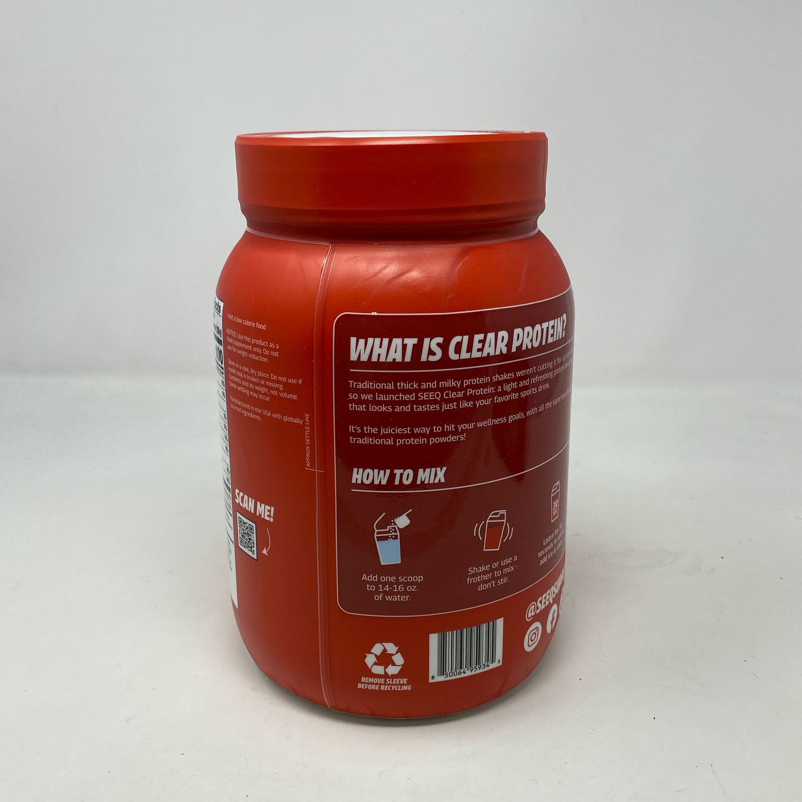 SEEQ Clear Protein Fruit Punch 22 Servings 22g Whey Isolate 616g