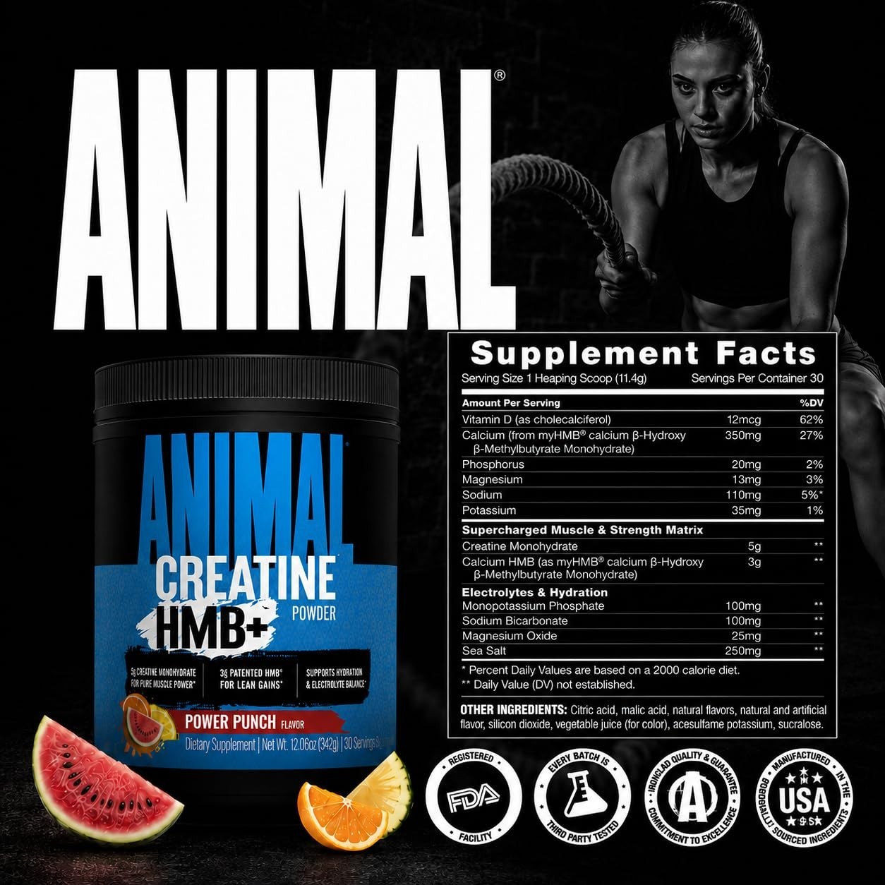Creatine HMB Powder with Electrolytes – 3g myHMB + 5g Creatine for Energy & Reco