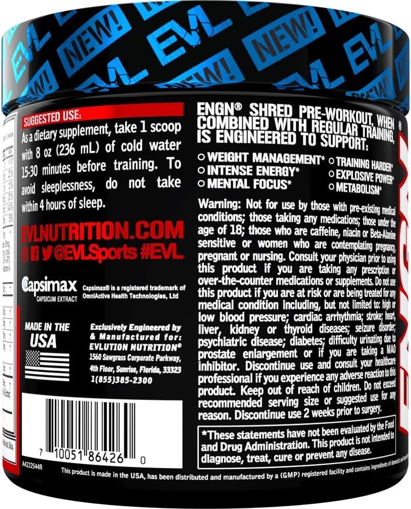 EVL EVLution Nutrition – ENGN Shred Preworkout 30 Servs – ANY FLAVOR **CLUMPY**
