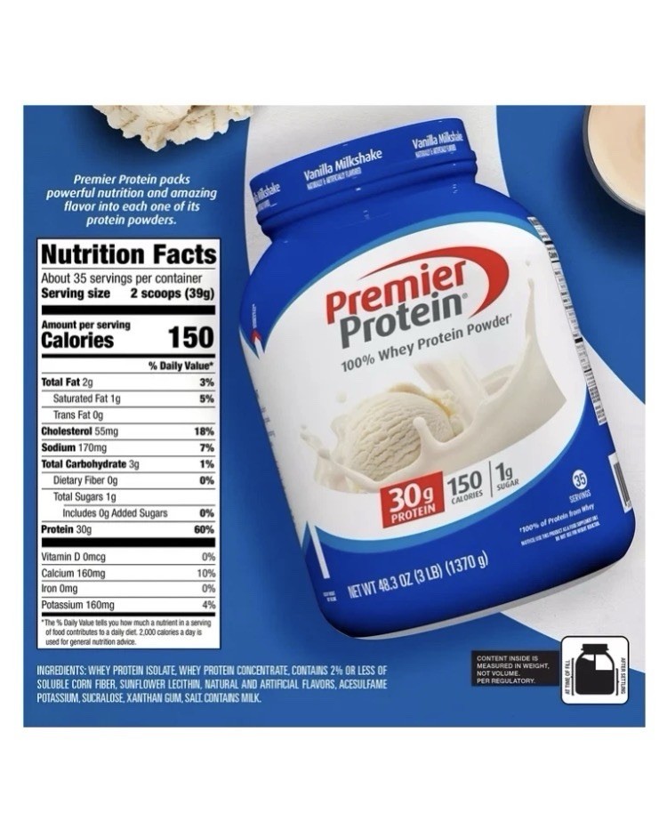 Premier Protein 100% Whey Protein Powder Vanilla Milkshake Gluten-Free Keto 3 lb